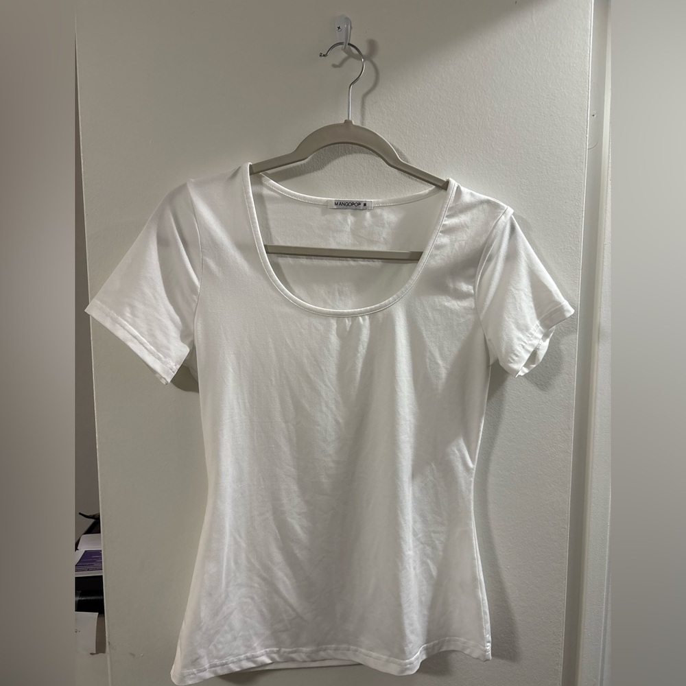 Mango Classic White Short Sleeve Top